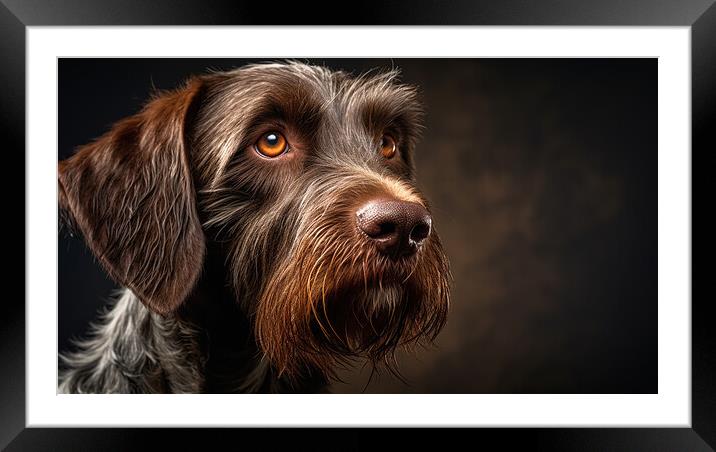 German Wirehaired Pointer Framed Mounted Print by K9 Art