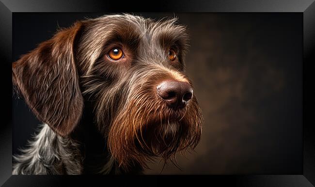 German Wirehaired Pointer Framed Print by K9 Art
