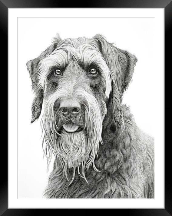 Giant Schnauzer Pencil Drawing Framed Mounted Print by K9 Art