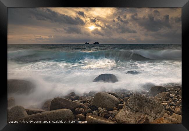 Porth Nanven Sunset Framed Print by Andy Durnin
