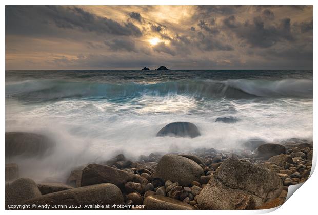 Porth Nanven Sunset Print by Andy Durnin