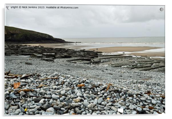 Dunraven Bay Vale of Glamorgan Coast in November  Acrylic by Nick Jenkins