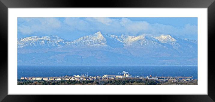 Troon and mountains on Isle of Arran Framed Mounted Print by Allan Durward Photography