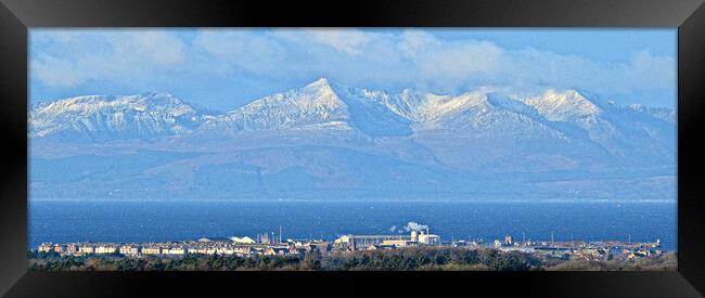 Troon and mountains on Isle of Arran Framed Print by Allan Durward Photography