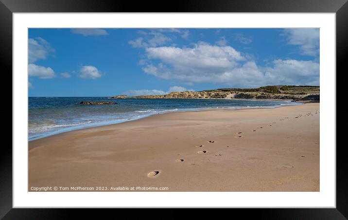Footprints in the Sand, Hopeman Framed Mounted Print by Tom McPherson