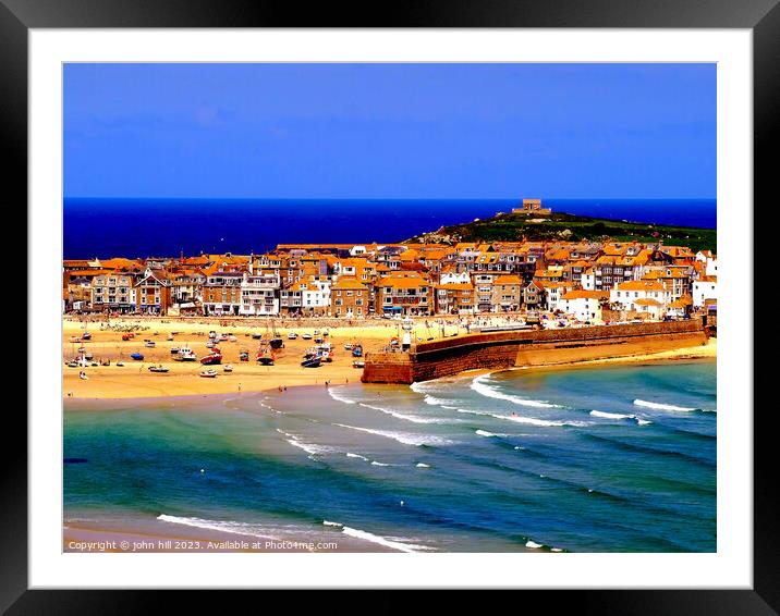 St Ives at Low Tide, Cornwall, UK. Framed Mounted Print by john hill