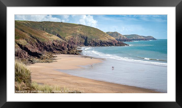 Freshwater East Looking towards Old Castle Head Framed Mounted Print by Mark Poley