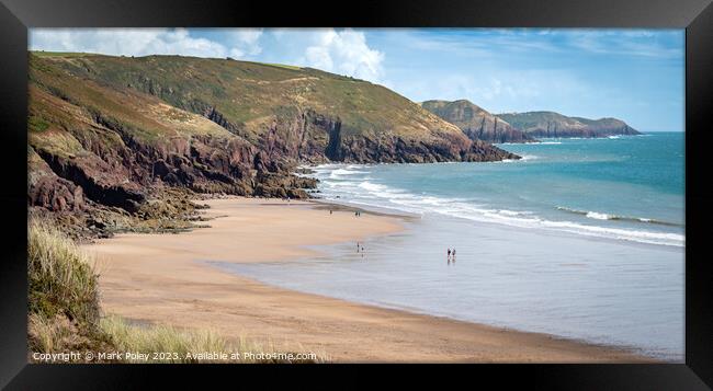 Freshwater East Looking towards Old Castle Head Framed Print by Mark Poley