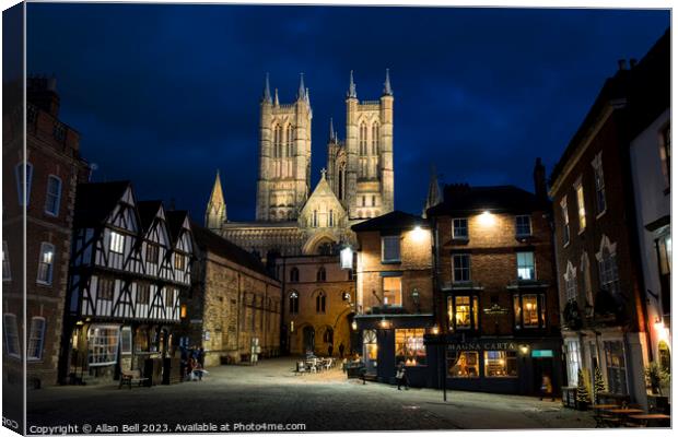 Castle Hill to Exchequer Gate and Lincoln Cathedra Canvas Print by Allan Bell
