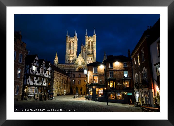 Castle Hill to Exchequer Gate and Lincoln Cathedra Framed Mounted Print by Allan Bell