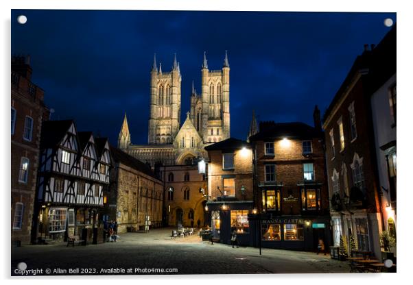 Castle Hill to Exchequer Gate and Lincoln Cathedra Acrylic by Allan Bell