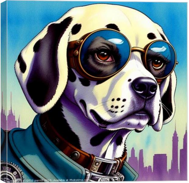 STEAMPUNK DOG 3 Canvas Print by OTIS PORRITT