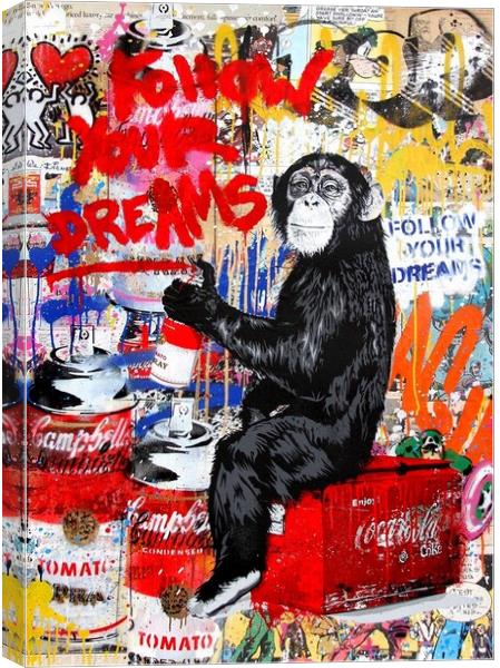 Ape brainwashing the world Canvas Print by Zahra Majid