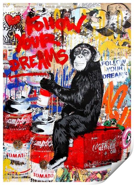 Ape brainwashing the world Print by Zahra Majid