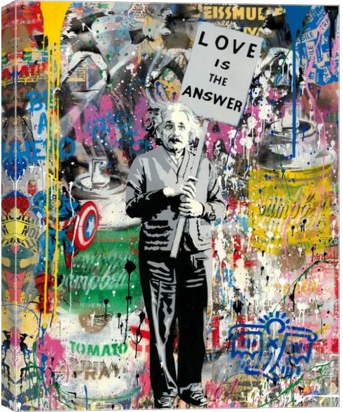 Einstein says Love is the Answer Canvas Print by Zahra Majid