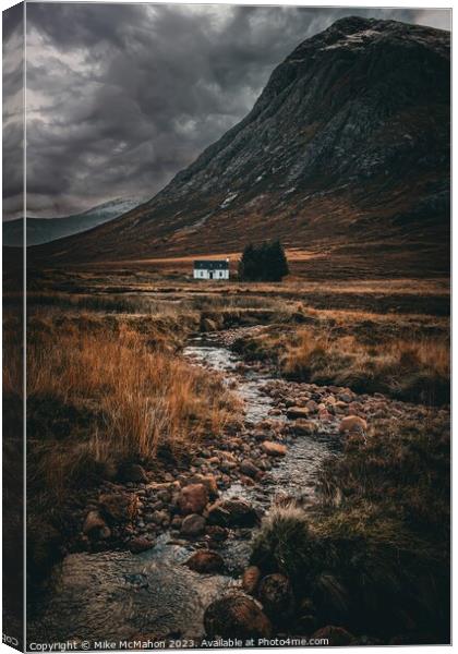 Lagangarbh Hut , Glencoe Scotland  Canvas Print by Mike McMahon