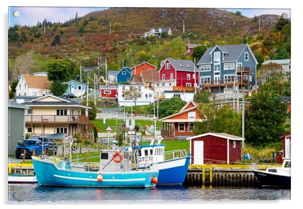 Petty Harbour Fishing Village Acrylic by Martyn Arnold