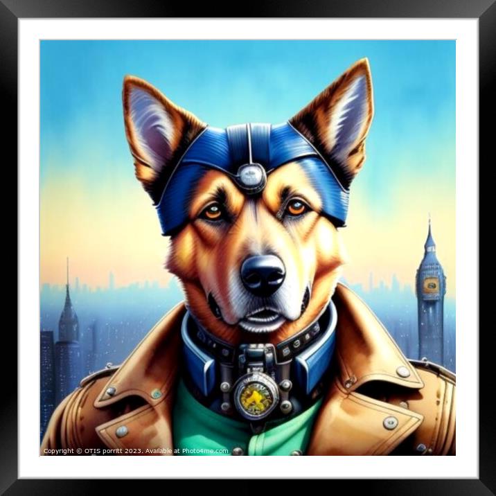 STEAMPUNK GERMAN SHEPHERD 5 Framed Mounted Print by OTIS PORRITT