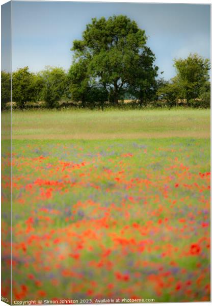 Cotswold poppies Canvas Print by Simon Johnson