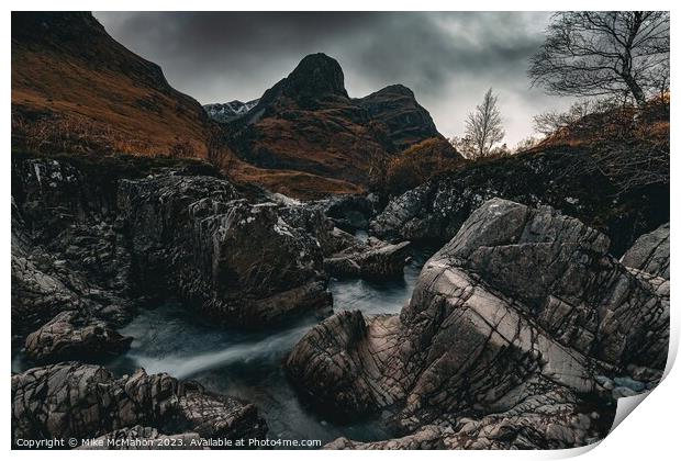 Glencoe S bends , river etive , highlands  Print by Mike McMahon