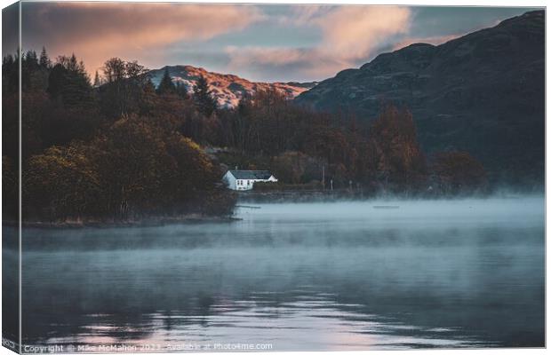 Misty Sunrise  on Loch Lomond  Canvas Print by Mike McMahon