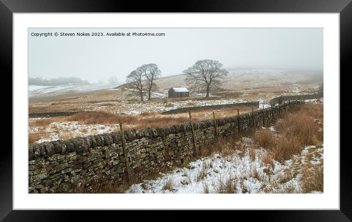 Wintery scene at Wildboarclough, Cheshire, UK Framed Mounted Print by Steven Nokes
