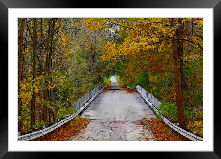 Country Bridge in Autumn Framed Mounted Print by Kathleen Stephens