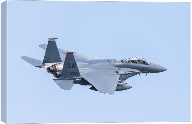 F-15E Strike Eagle banks after take off Canvas Print by Jason Wells