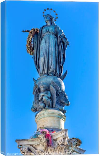 Virgin Mary Statue Immaculate Conception Column Rome Italy Canvas Print by William Perry