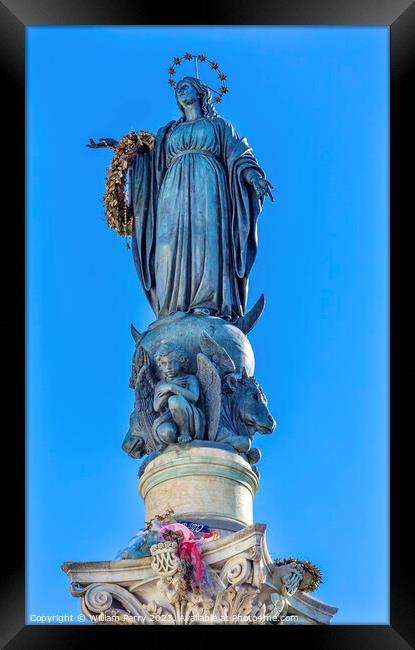 Virgin Mary Statue Immaculate Conception Column Rome Italy Framed Print by William Perry