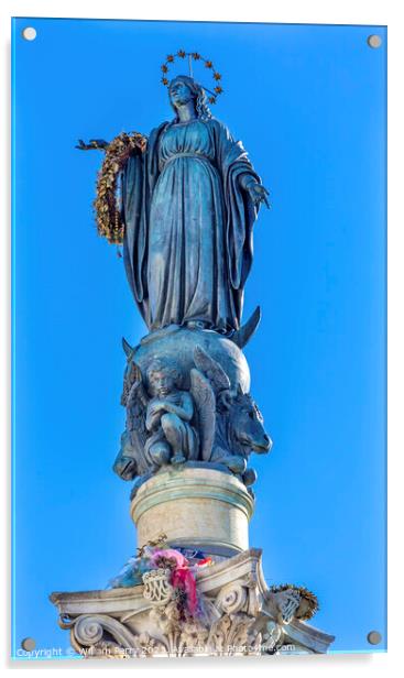 Virgin Mary Statue Immaculate Conception Column Rome Italy Acrylic by William Perry