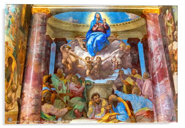 Assumption Mary Fresco Church Spanish Steps Rome Italy Acrylic by William Perry