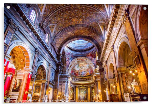  Jesus Fresco Dome Santa Maria Maddalena Church Rome Italy Acrylic by William Perry