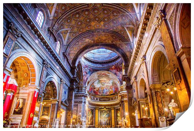  Jesus Fresco Dome Santa Maria Maddalena Church Rome Italy Print by William Perry