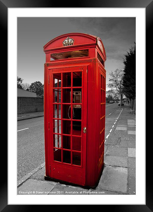 Red Telephone Box, London Framed Mounted Print by Dawn O'Connor