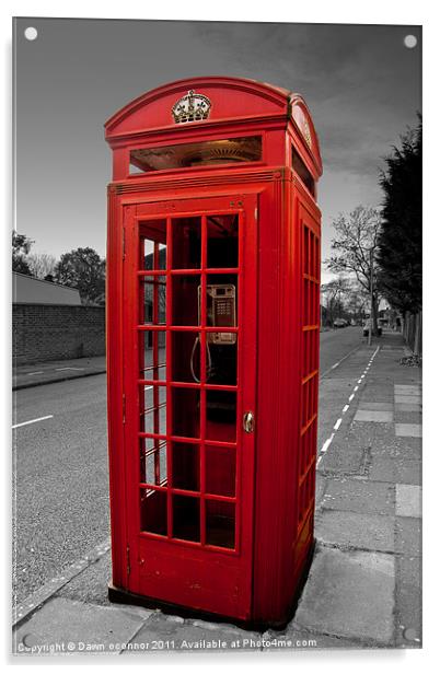 Red Telephone Box, London Acrylic by Dawn O'Connor