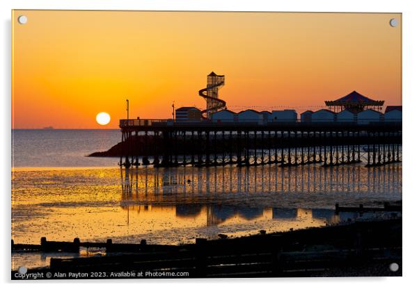 Sunrise and reflections at Herne Bay Pier Acrylic by Alan Payton