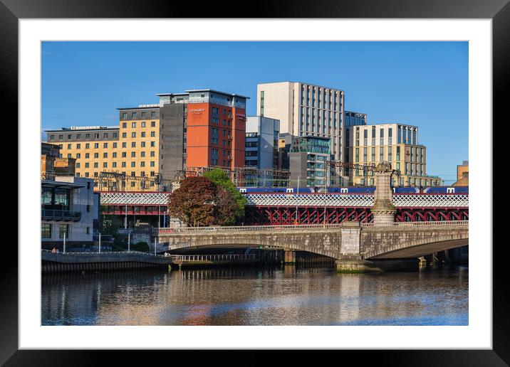 Glasgow City Downtown Skyline River View Framed Mounted Print by Artur Bogacki