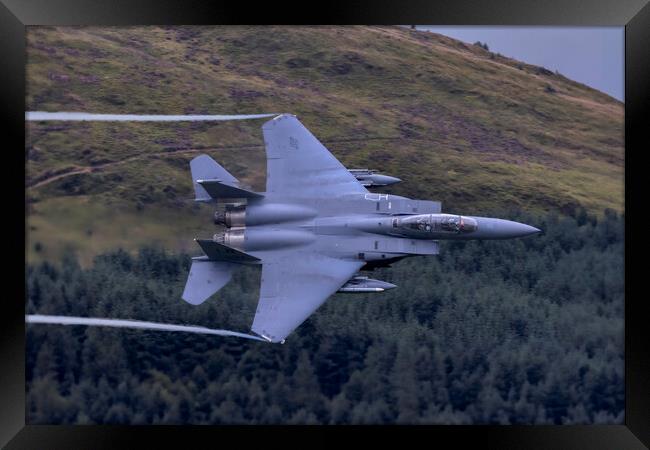 F15E Strike Eagle Low Level Mach Loop Framed Print by Derek Beattie