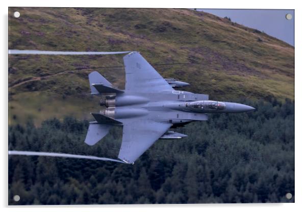 F15E Strike Eagle Low Level Mach Loop Acrylic by Derek Beattie