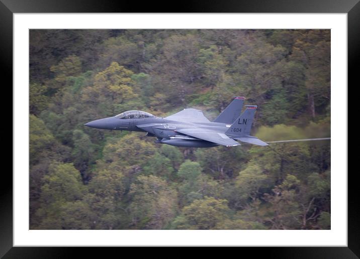 F15E Strike Eagle Low Level Lake District Framed Mounted Print by Derek Beattie