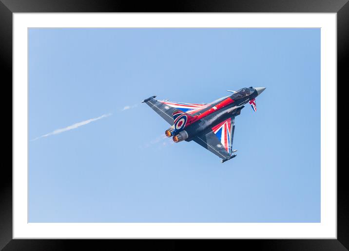 Vapour trails from an RAF Typhoon Framed Mounted Print by Jason Wells