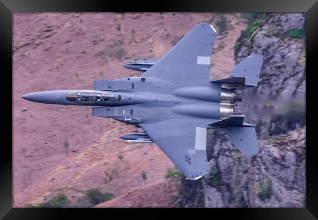 F15E Strike Eagle Low Level English Lake District Framed Print by Derek Beattie
