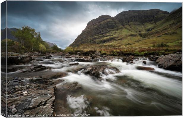 River Coe  rapids in Glencoe in Scotland.  967 Canvas Print by PHILIP CHALK