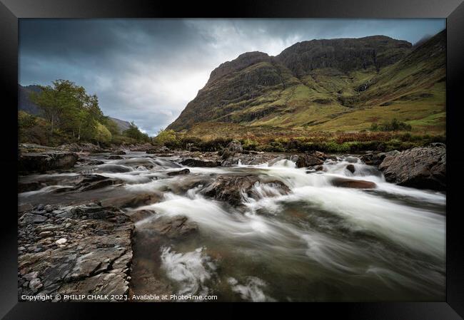 River Coe  rapids in Glencoe in Scotland.  967 Framed Print by PHILIP CHALK