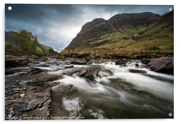 River Coe  rapids in Glencoe in Scotland.  967 Acrylic by PHILIP CHALK