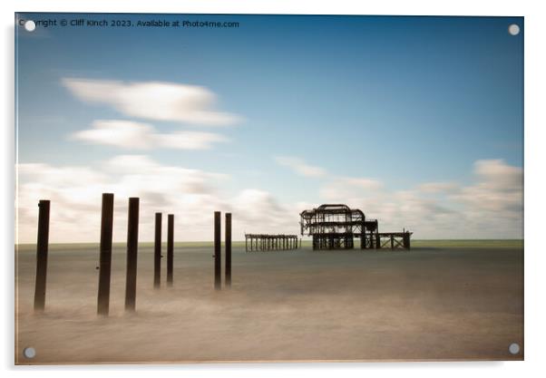 Brighton West Pier Acrylic by Cliff Kinch