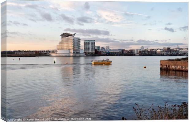 Cardiff Bay waterbus Canvas Print by Kevin Round
