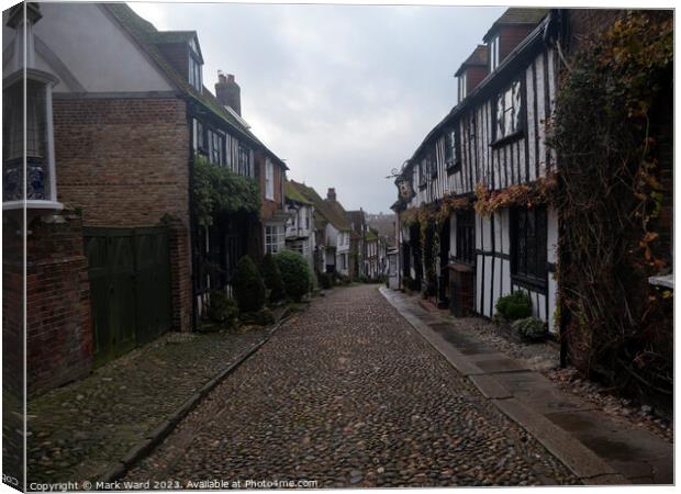 The cobbled streets of Rye. Canvas Print by Mark Ward