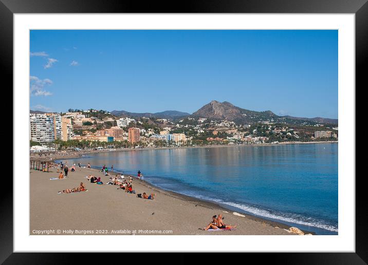Beach of Malaga spain Framed Mounted Print by Holly Burgess